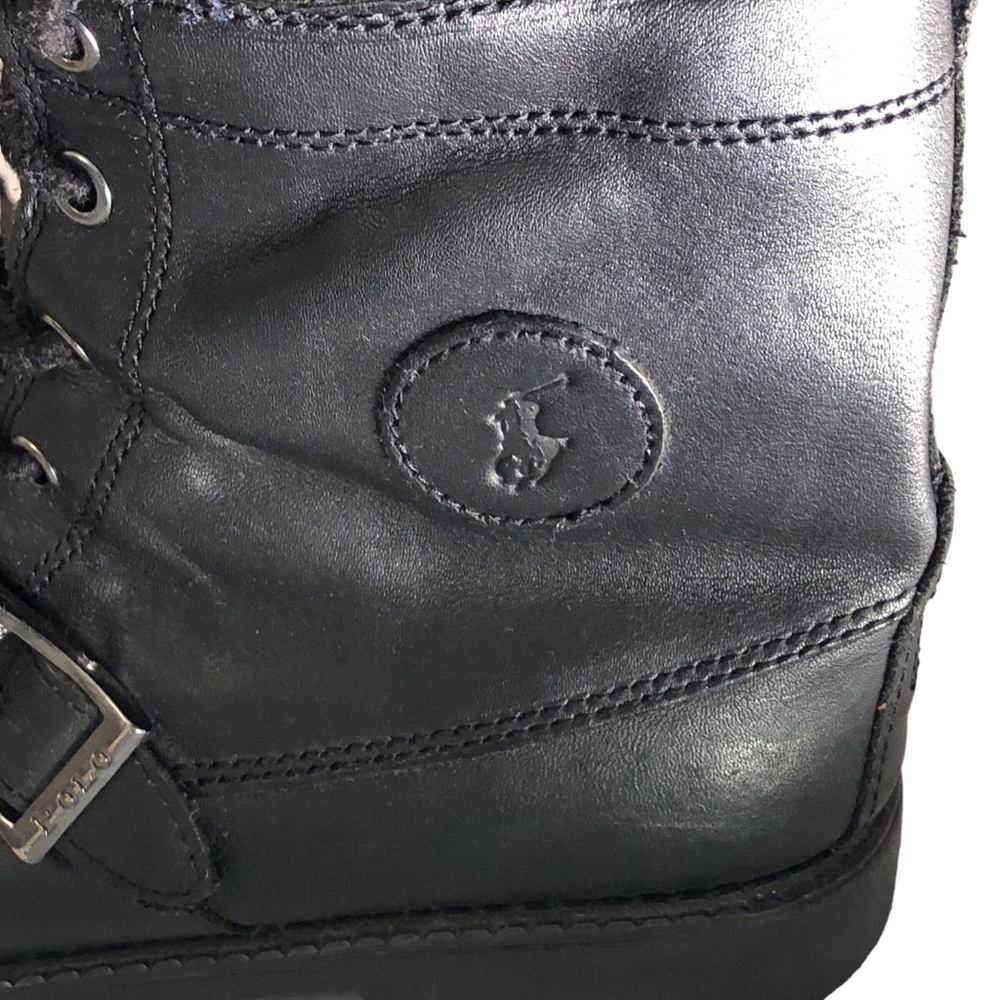 Polo Ralph Lauren Ranger Combat Black Lace Up Buckle Boots Size 5.5 - Picture 5 of 9